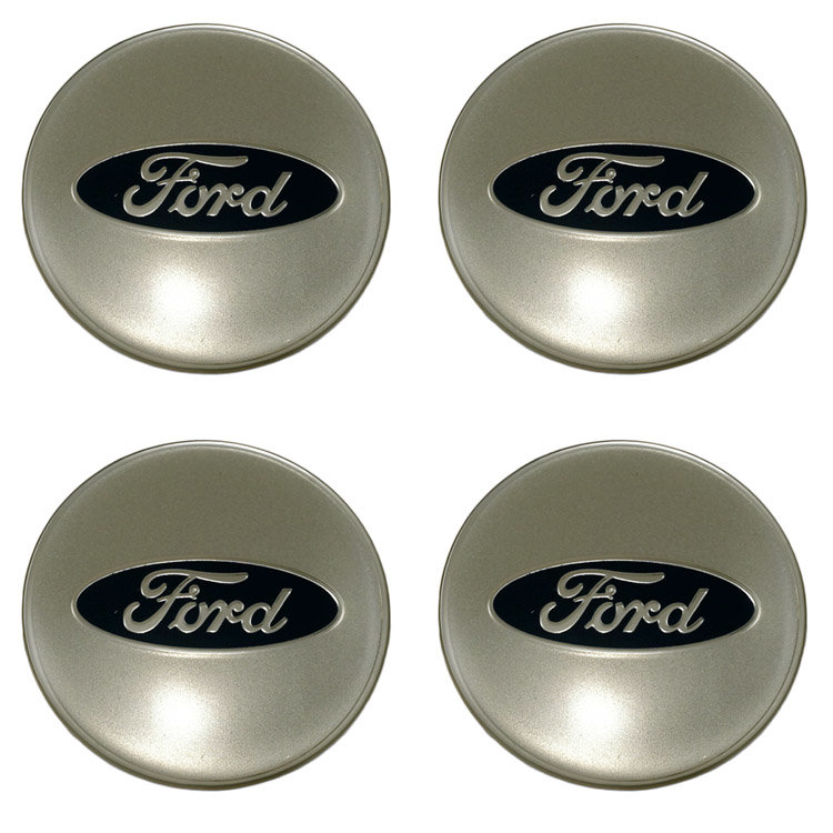 Наклейки на колпаки колеса Ford серебро-беж линза 65 мм