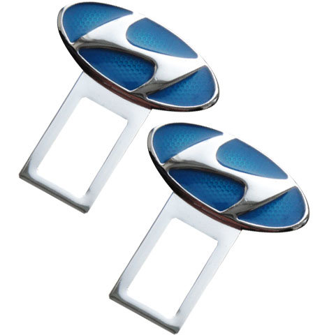 Заглушка ремня безопасности с логотипом Hyundai хром с голубым