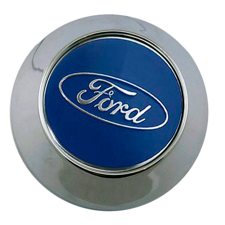 Колпачок на диски Ford 64/57/10 синий-хром конус