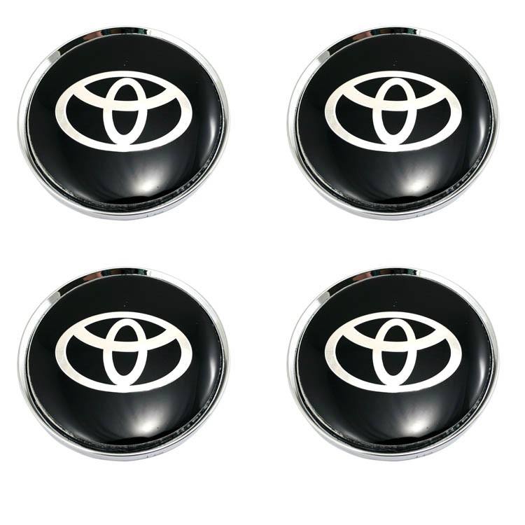 Колпачок в литой диск со стикером Toyota (64/60/6) серебристый + черный