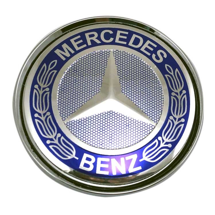 Колпачок в литой диск со стикером Mercedes (64/60/6) голубой+хром 
