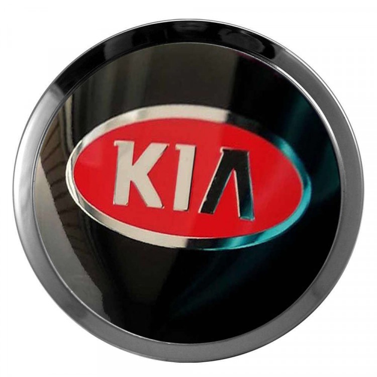 Заглушки для диска со стикером KIA (64/60/6) красный и черный
