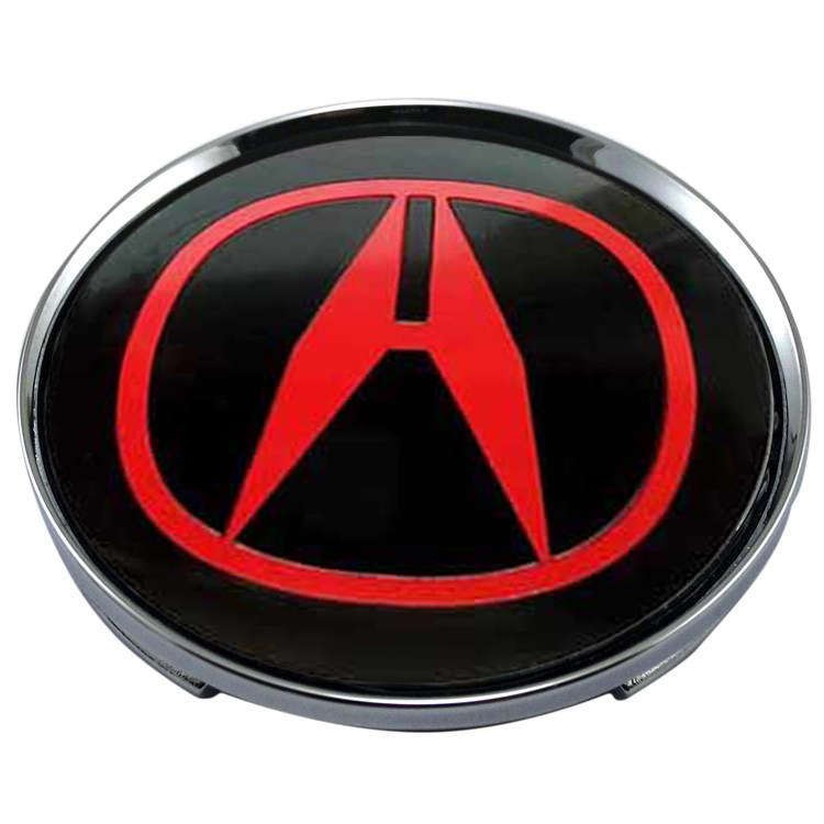 Колпачки на диски 62/56/8 хром со стикером Acura красный и черный 