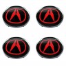 Колпачки на диски 62/56/8 хром со стикером Acura красный и черный 
