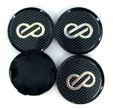 Колпачки на литые диски ENKEI 51/45/8 черный-хром-карбон