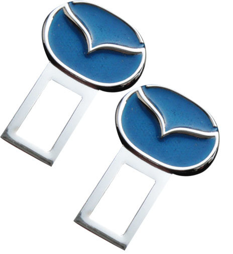 Заглушка ремня безопасности с логотипом Mazda хром с голубым