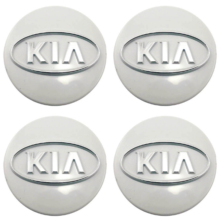 Стикеры на колпачки и колпаки KIA объемные 55 мм молочно-серые