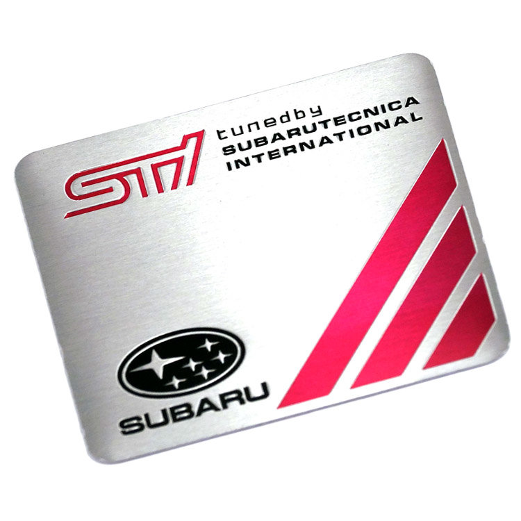 Значок металлический на самоклеящейся основе Subaru STI 60*55 мм