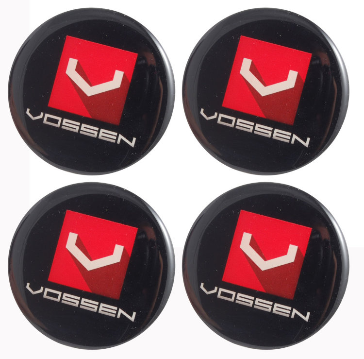 Наклейки черные Vossen силиконовые 55 мм бело-красная эмблема