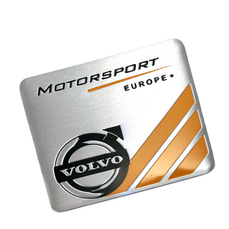 Плоская эмблема из металла Volvo Motorsport 60*55 мм