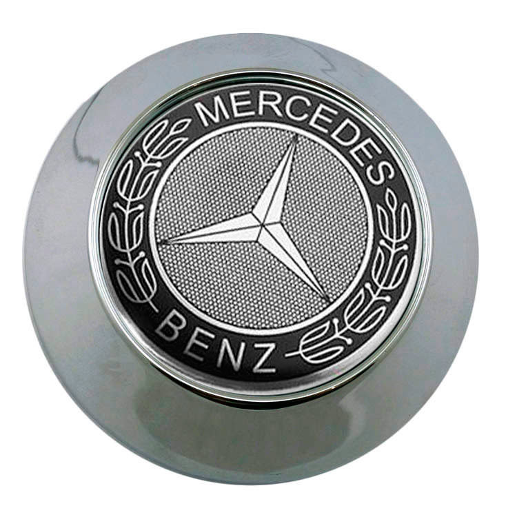 Заглушки на диски Mercedes 65/60/6 черный-хром конус 