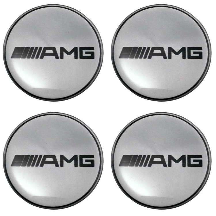 Стикеры силиконовые на заглушки литых дисков AMG 55 мм серые