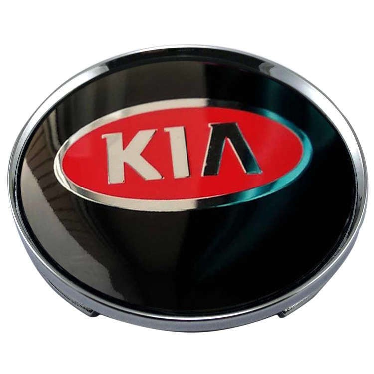 Колпачки на диски 62/56/8 хром со стикером KIA красный и черный 