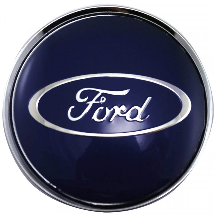 Колпачок в литой диск Ford (64/60/6) blue/chrome 