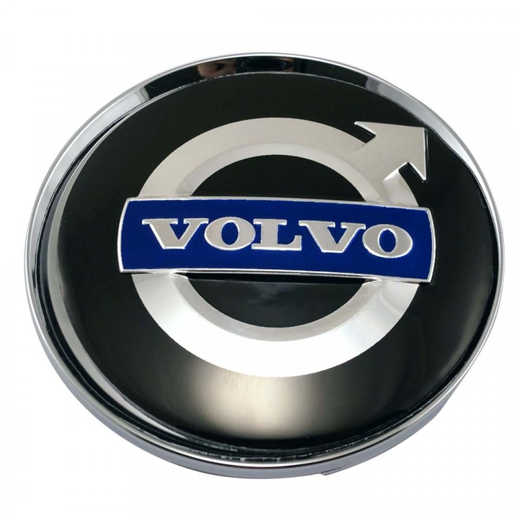 Колпачок в литой диск Volvo (64/60/6) хром+черный+синий 