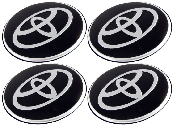 Наклейки на диски Toyota black с юбкой 60 мм  