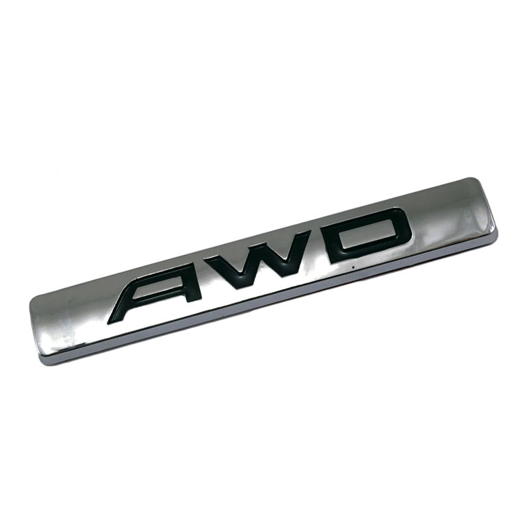 3D металлический шильдик АWD 9*1,3 см черно-серебристый