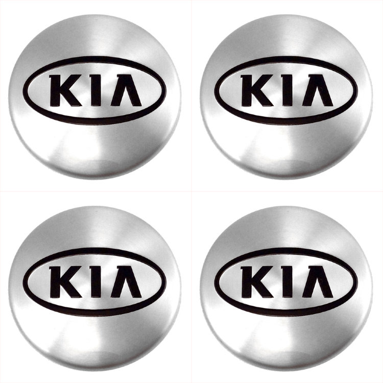 Наклейки на диски KIA с юбкой 60 мм серебристые