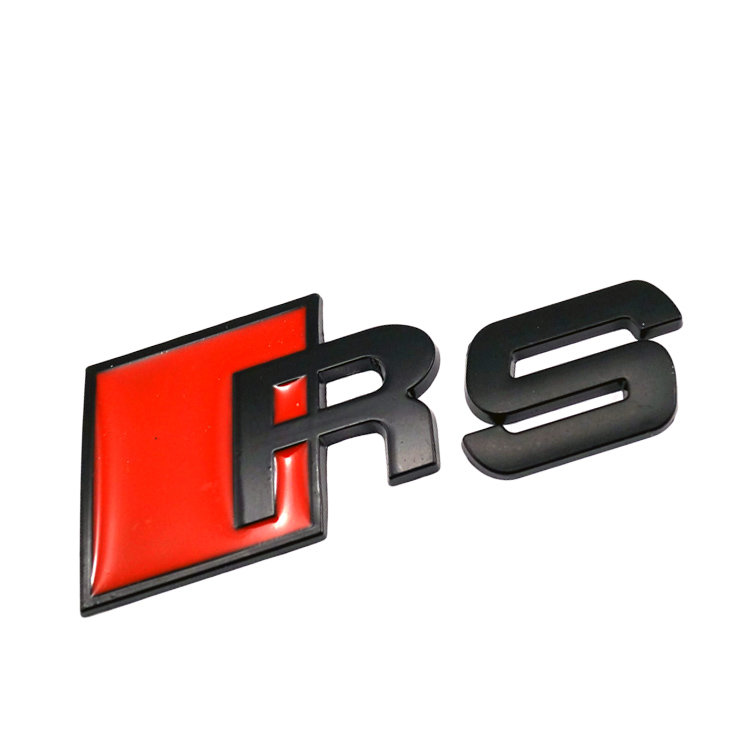 Эмблема из металла RS 84*30 мм черно красная