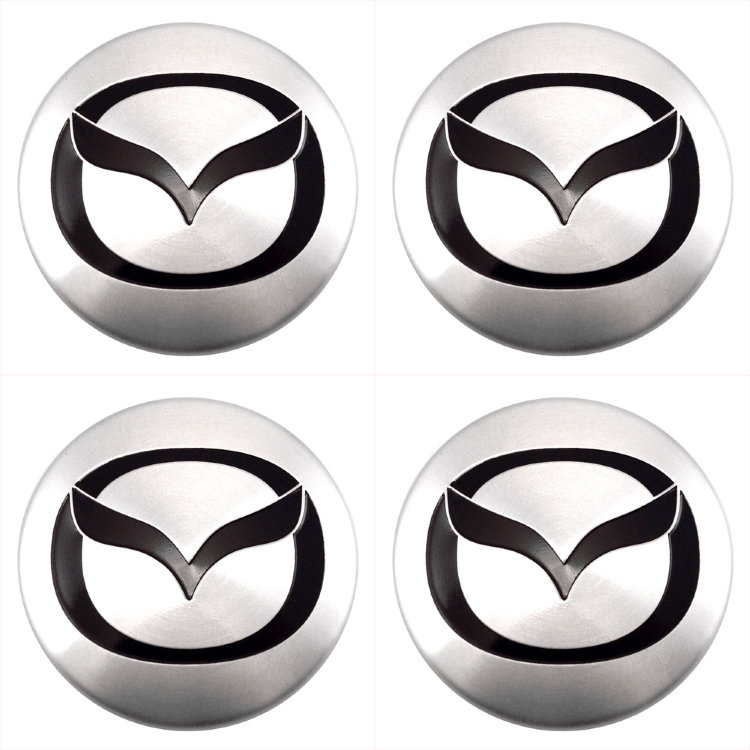 Наклейки на диски Mazda с юбкой 60 мм серебристые