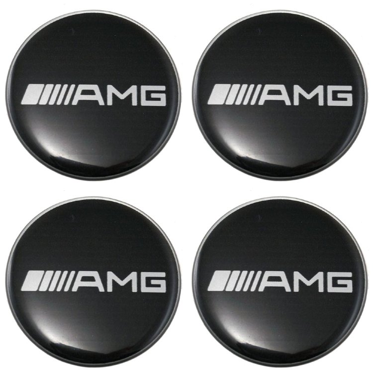 Стикеры силиконовые на колпачки AMG 55 мм черные
