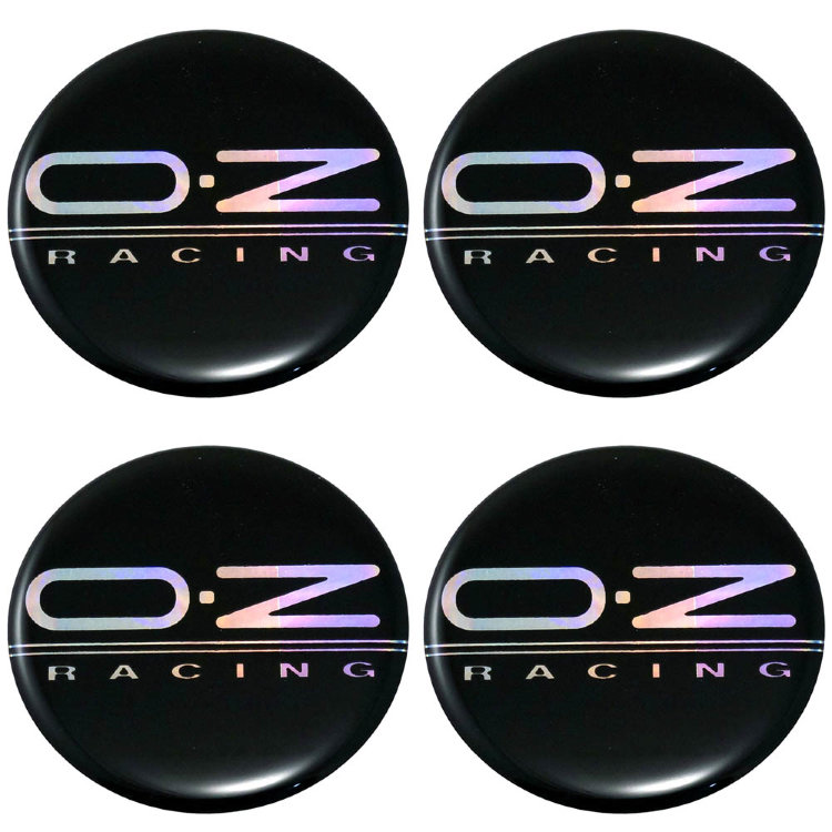 Стикеры силиконовые на колпачки OZ Racing 60 мм черный/голографический