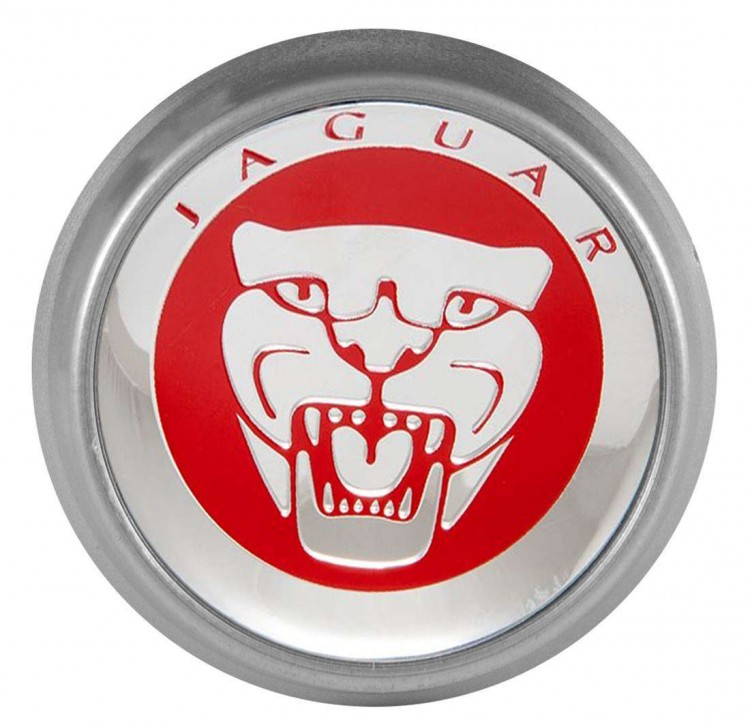 Колпачки на диски ВСМПО со стикером Jaguar 74/70/9 хром красный 