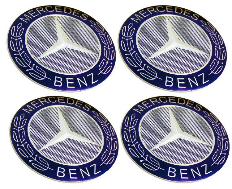 Наклейки на диски Mercedes-benz сфера 70 мм сине-белые