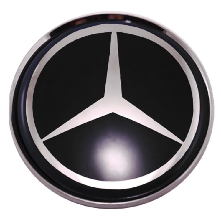 Заглушка литого диска со стикером Mercedes (63/58/8) черный+хром