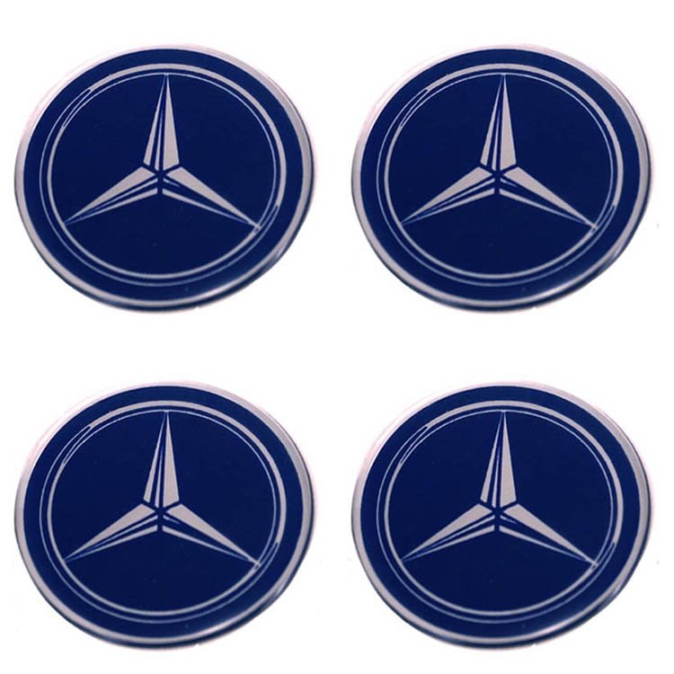 Стикеры силиконовые на заглушки дисков литых Mercedes 54 мм синие