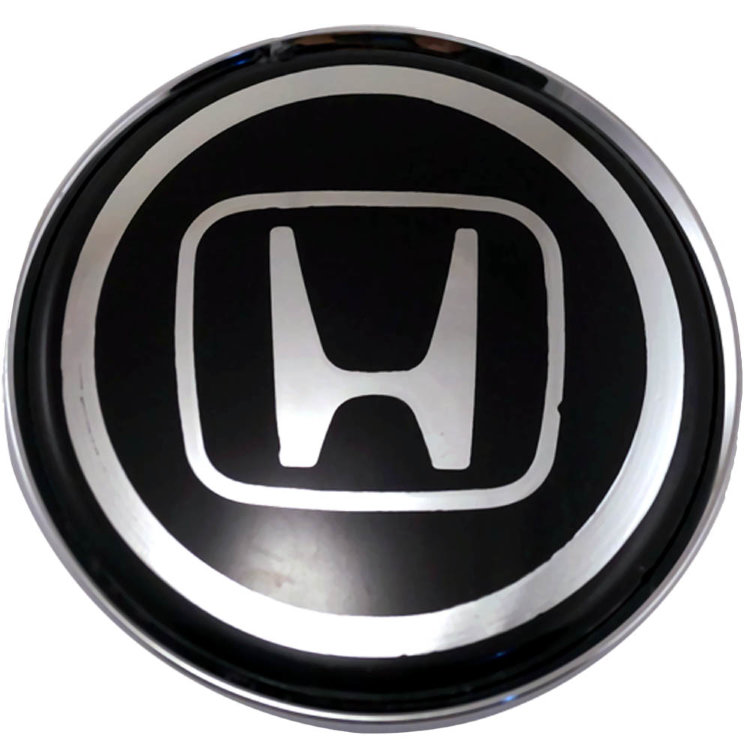 Колпачок в литой диск со стикером Honda (63/58/8) черный+хром