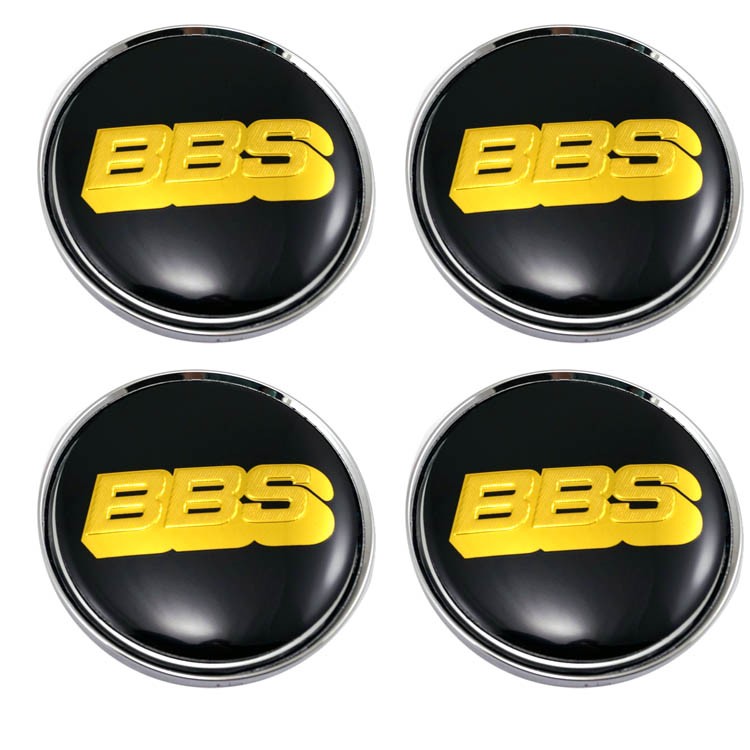 Колпачки ступицы со стикером BBS (63/58/8) черный глянец золото