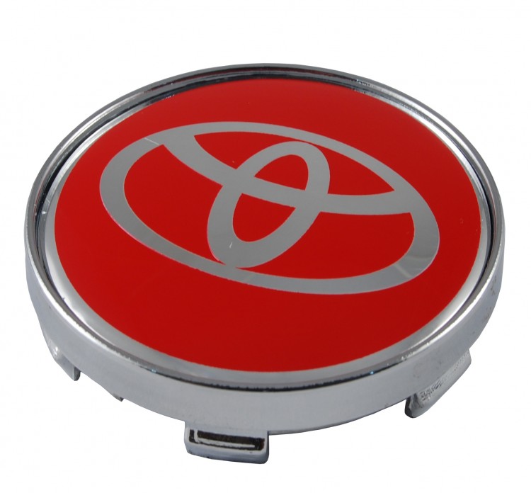 Колпачок на диски Toyota 68/64/10 красный-хром