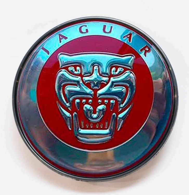Заглушка литого диска Jaguar 67/56/16 красный с хромом
