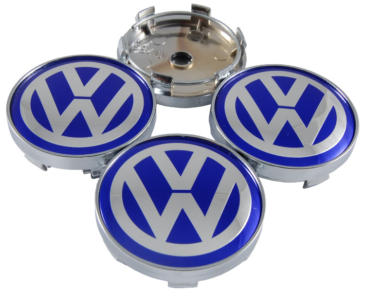 Колпачки в диски Volkswagen 60/56/9 синий-хром комплект   