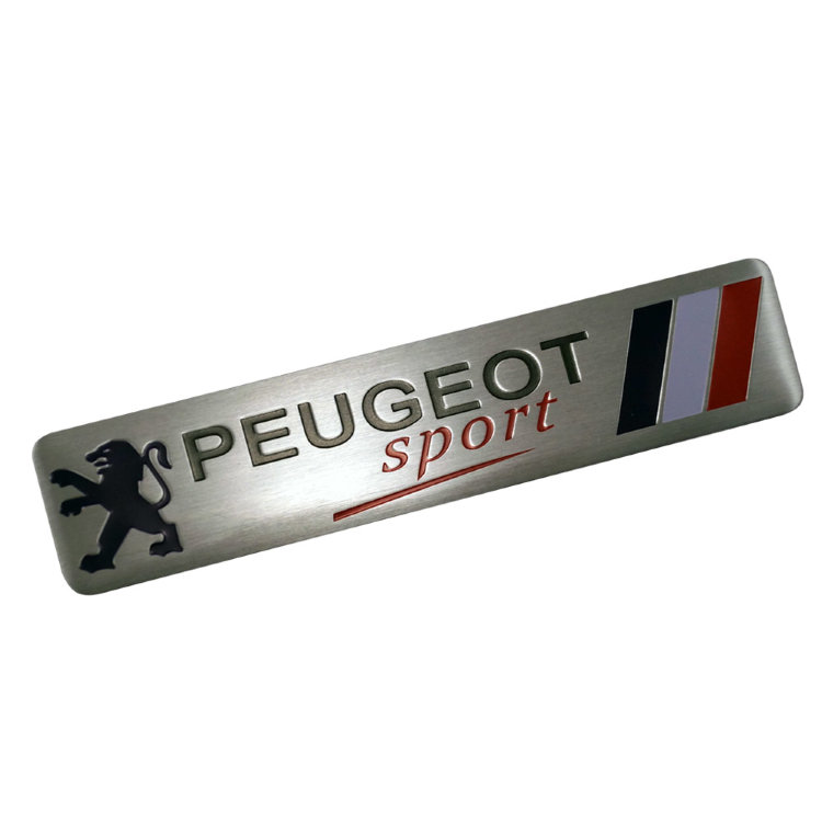 Тонкая металлическая эмблема Peugeot Sport 120*26 мм