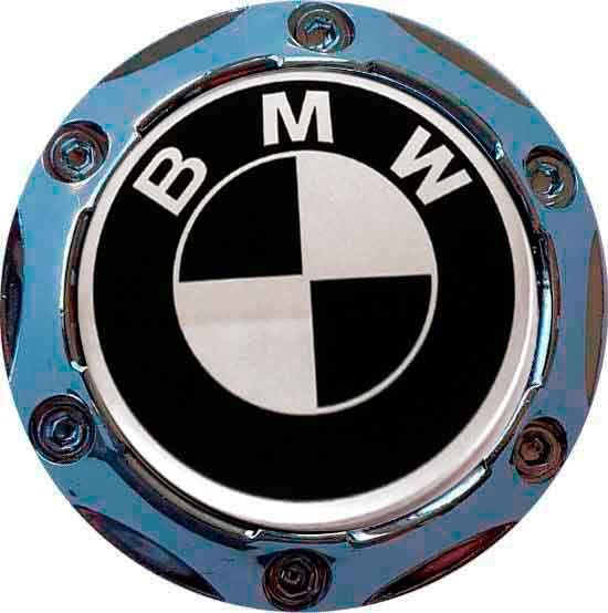 Колпачок на диски BMW 64/56/9 хром черно-белый конус  