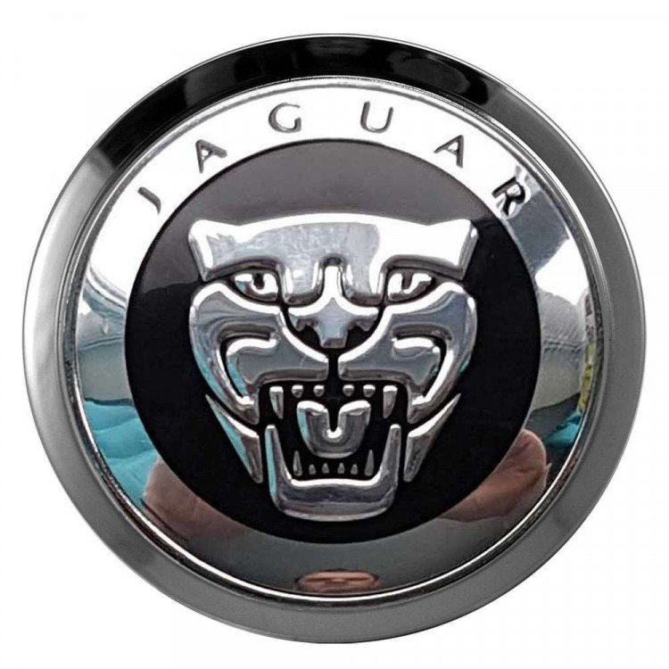 Заглушки для диска со стикером Jaguar (64/60/6) хром и черный