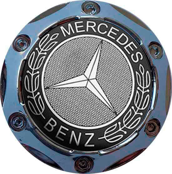 Колпачок на диски Mercedes 64/56/9 черный-хром конус
