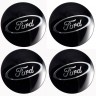 Наклейки на диски Ford 44.5 мм сфера черные с хромированным логотипом  