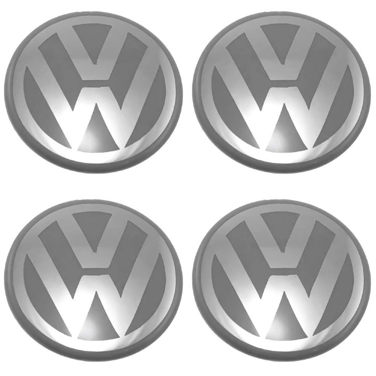 Стикеры на колпачки Volkswagen 58 мм молочно-серый хром