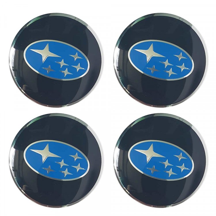Наклейки на диски Subaru black-blue сфера 65 мм