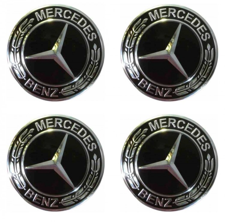 Наклейки на диски Mercedes 65 мм сфера black new 