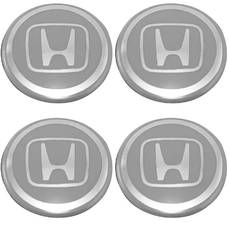 Стикеры на колпачки Honda 58 мм молочно-серый хром