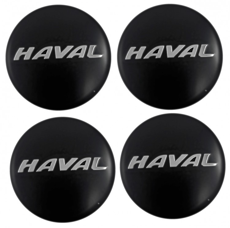 Наклейки на диски Haval 60 мм с юбкой черные алюминиевые