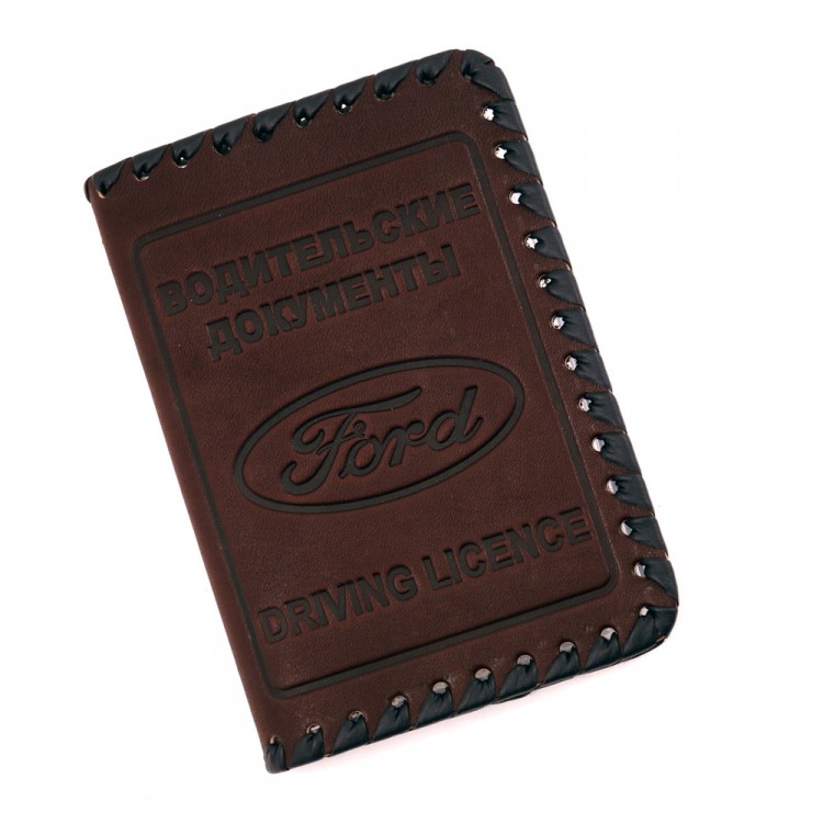 Обложка для автодокументов Ford натуральная кожа коричневая