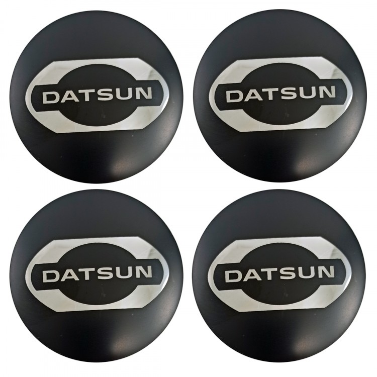 Наклейки на диски Датсун 60 мм сфера черные алюминиевые