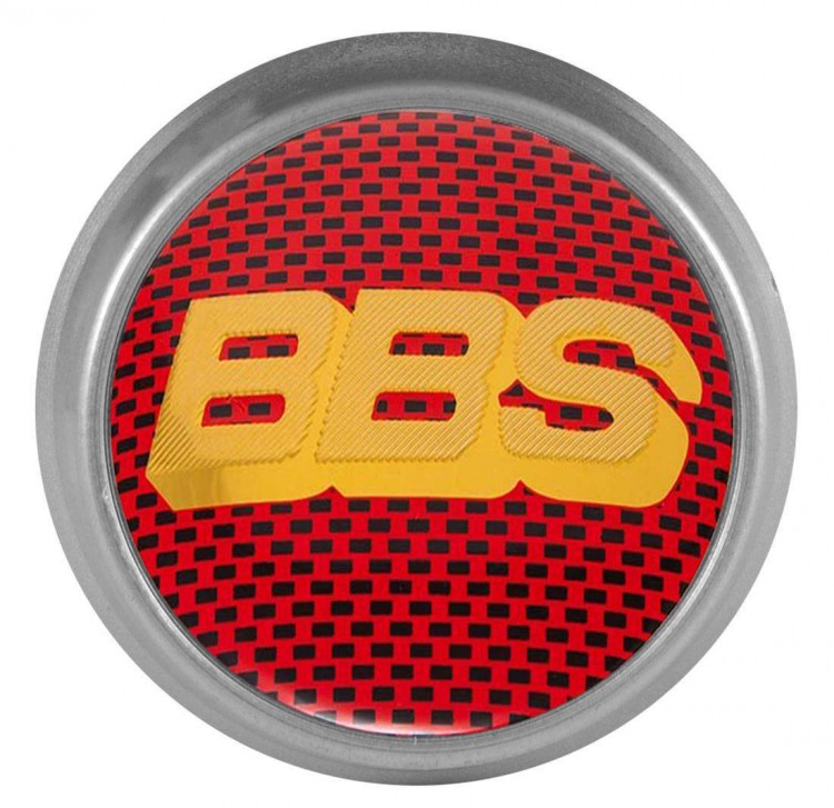 Колпачки на диски ВСМПО со стикером BBS 74/70/9 красный карбон золото