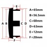 Колпачки на диски EKTRARACINGWHEELS 65/60/12 