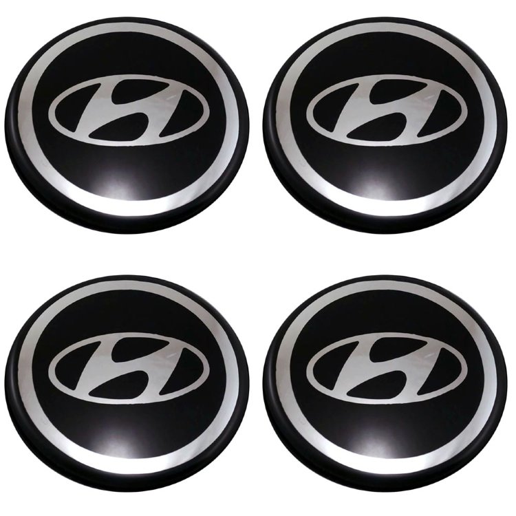Наклейки на колпаки колес Hyundai 58 мм black/chrome